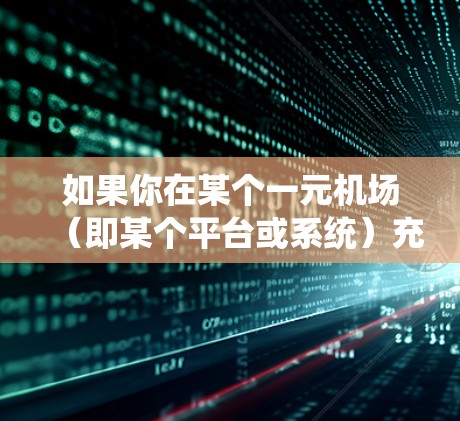 如果你在某个一元机场（即某个平台或系统）充值后无法正常使用，可能会遇到以下情况和解决方法